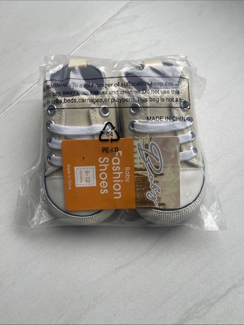 Baby Fashion Shoes - Cream & White Canvas Sneakers